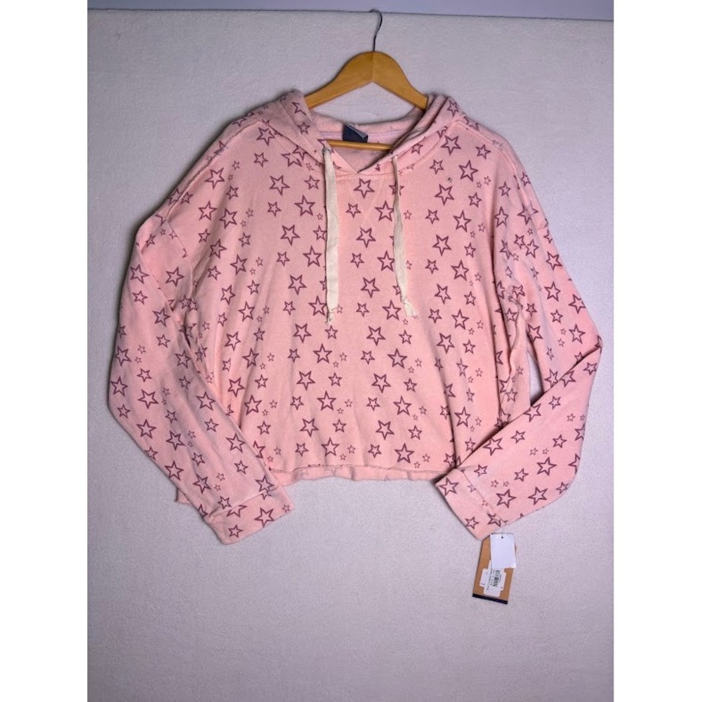 MV Sport Star Cropped Sweatshirt Womens XL Pink Purple Star Print NWT Hoodie